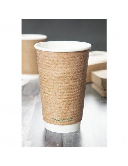 Gobelets boissons chaudes double paroi compostables Vegware 455 ml (lot de 400)