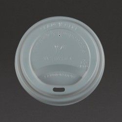 Couvercles compostables CPLA pour gobelets boissons chaudes Vegware 34 cl / 45,5 cl (lot de 1000)