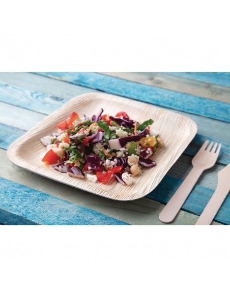 Assiettes creuses carrées en feuilles de palmier Fiesta Compostable 200mm (lot de 100)