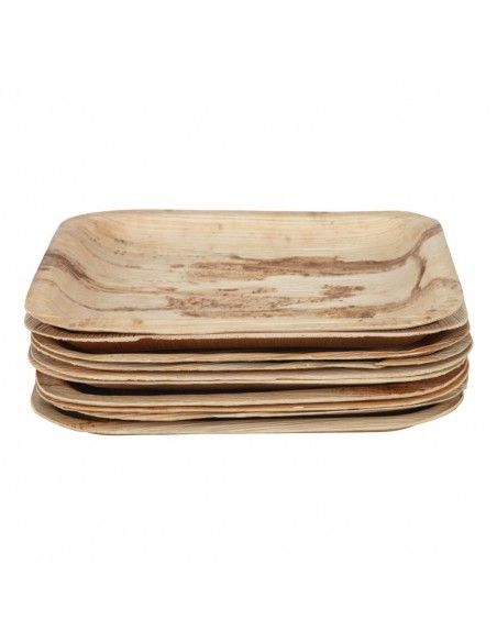 Assiettes creuses carrées en feuilles de palmier Fiesta Compostable 200mm (lot de 100)