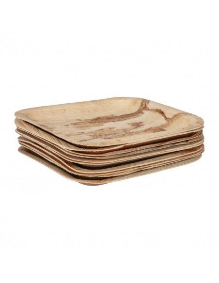 Assiettes creuses carrées en feuilles de palmier Fiesta Compostable 200mm (lot de 100)