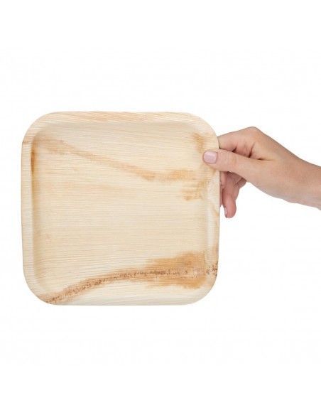Assiettes creuses carrées en feuilles de palmier Fiesta Compostable 200mm (lot de 100)