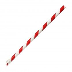 Pailles cuillères en papier Fiesta Compostable rouge et blanc 210x8mm (lot de 250)