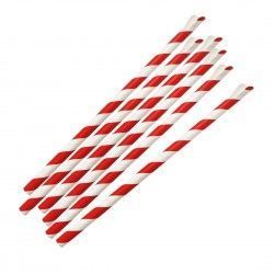 Pailles cuillères en papier Fiesta Compostable rouge et blanc 210x8mm (lot de 250) 2