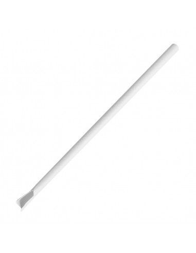 Pailles cuillères en papier Fiesta Compostable blanches 210x8mm (lot de 250)