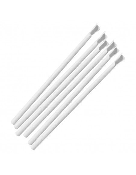 Pailles cuillères en papier Fiesta Compostable blanches 210x8mm (lot de 250)