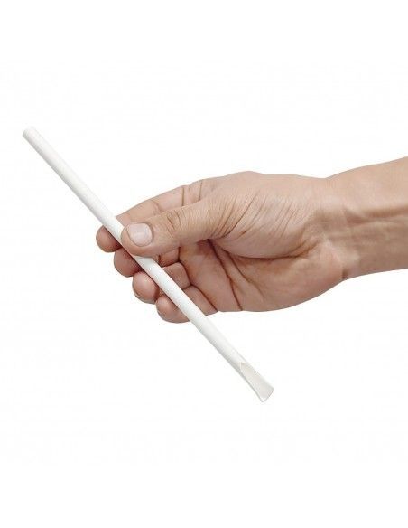 Pailles cuillères en papier Fiesta Compostable blanches 210x8mm (lot de 250)