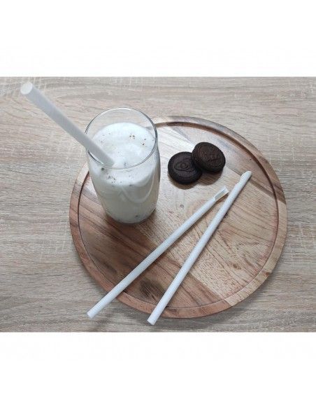 Pailles cuillères en papier Fiesta Compostable blanches 210x8mm (lot de 250)