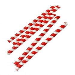 Paille à thé à bulles compostable Fiesta rouge et blanc 12x210mm (lot de 150) 2