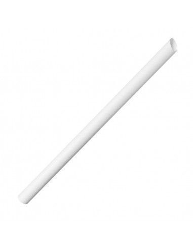 Pailles en papier pour bubble tea Fiesta Compostable blanches 12x210mm (lot de 150)