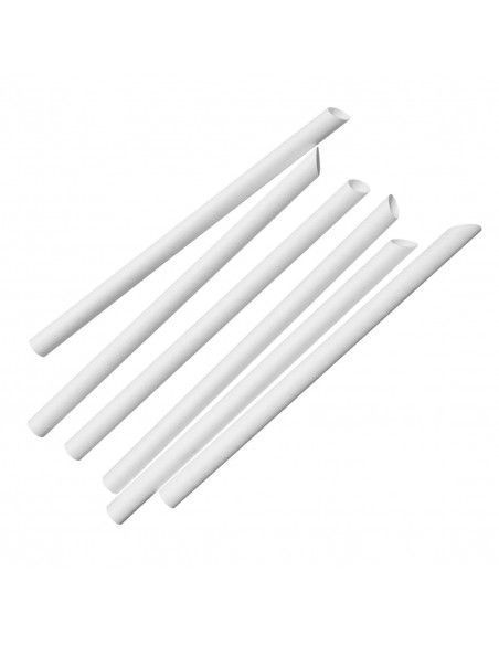 Pailles en papier pour bubble tea Fiesta Compostable blanches 12x210mm (lot de 150)