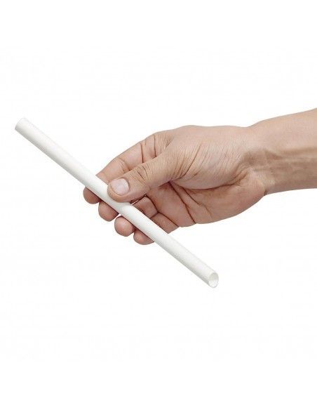 Pailles en papier pour bubble tea Fiesta Compostable blanches 12x210mm (lot de 150)