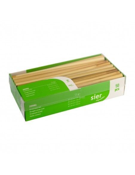 Pailles droites en roseau Sier Disposables 6-8 mm / 20 cm (lot de 50)