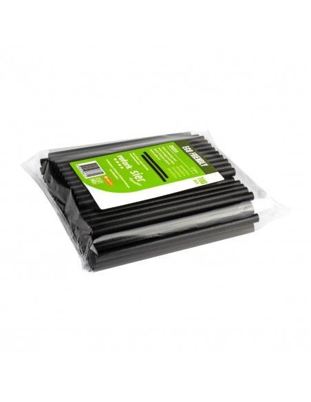 Pailles droites noires Sier Diposables Refork 8 mm / 15 cm (lot de 100)