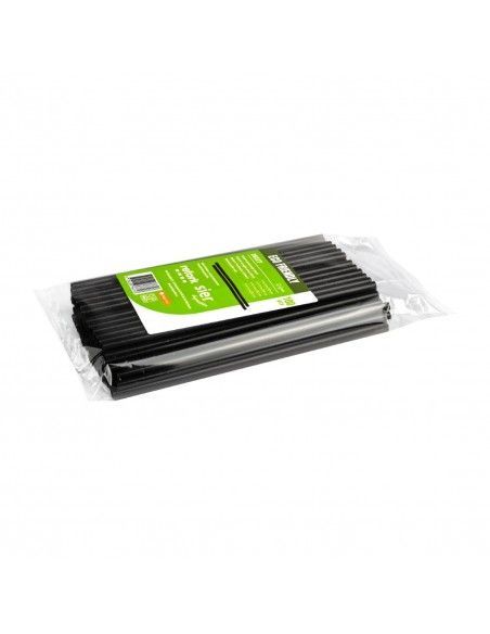 Pailles droites noires Sier Diposables Refork 6 mm / 20 cm (lot de 100)