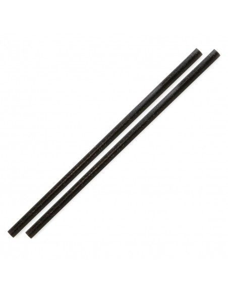 Pailles droites noires Sier Diposables Refork 8 mm / 24 cm (lot de 100)