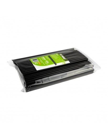Pailles droites noires Sier Diposables Refork 8 mm / 24 cm (lot de 100)