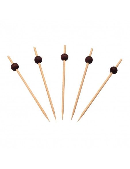 Piques en bambou avec boule noire Sier Disposables 120mm (lot de 250)