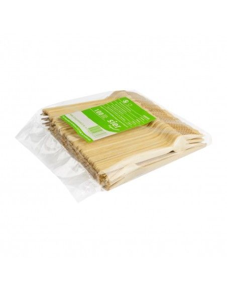 Fourchettes snack en bambou Sier Disposables 135 mm (lot de 100)