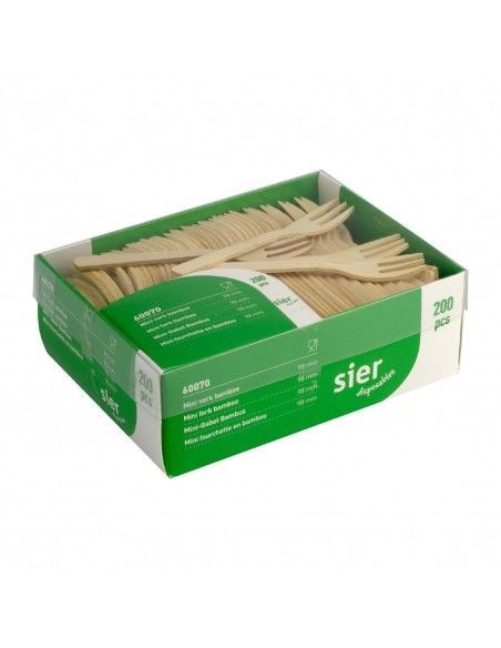 Mini fourchettes en bambou Sier Disposables 98mm (lot de 200)