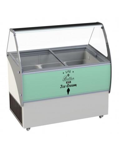 Vitrine à glace avec refrigeration statique,-22 / -15ºC, capacité 10x 5 litres, +réserve