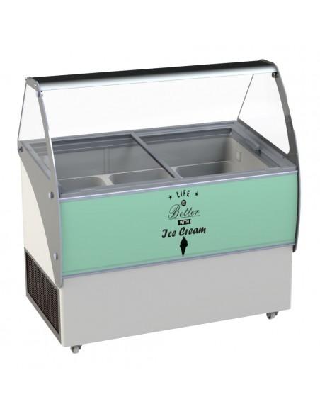 Vitrine à glace avec refrigeration statique,-22 / -15ºC, capacité 10x 5 litres, +réserve