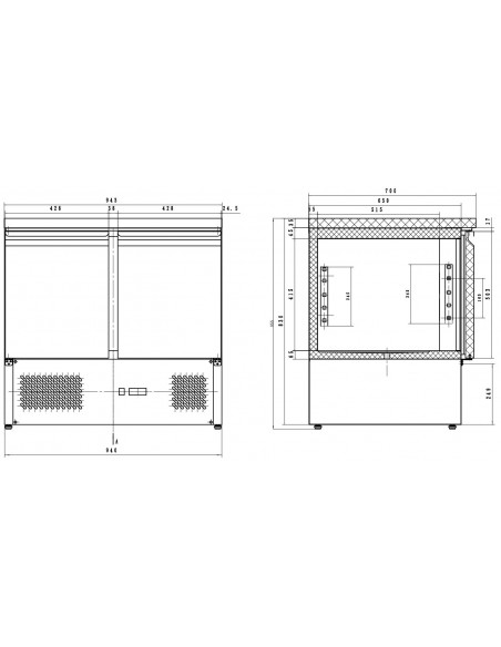 Table congélateur 2 portes GN 1/1, -10°/-20°C