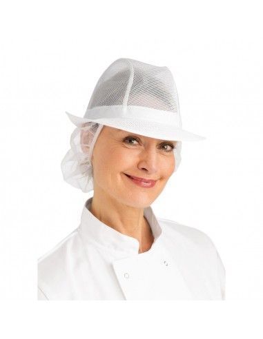 Chapeau Trilby blanc avec résille M