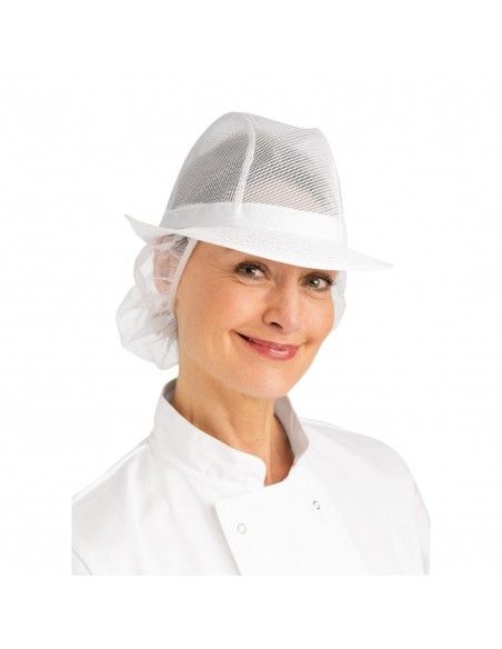 Chapeau Trilby blanc avec résille M