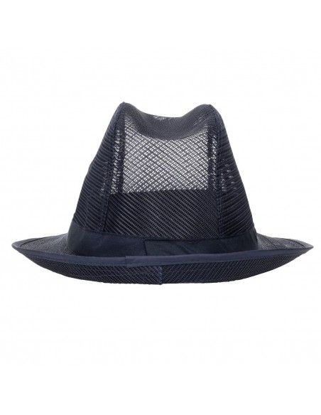 Chapeau Trilby bleu marine avec résille L