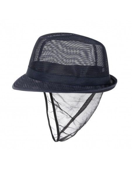 Chapeau Trilby bleu marine avec résille L