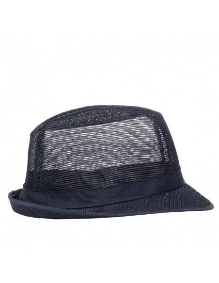Chapeau Trilby bleu marine avec résille M