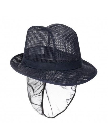 Chapeau Trilby bleu marine avec résille M