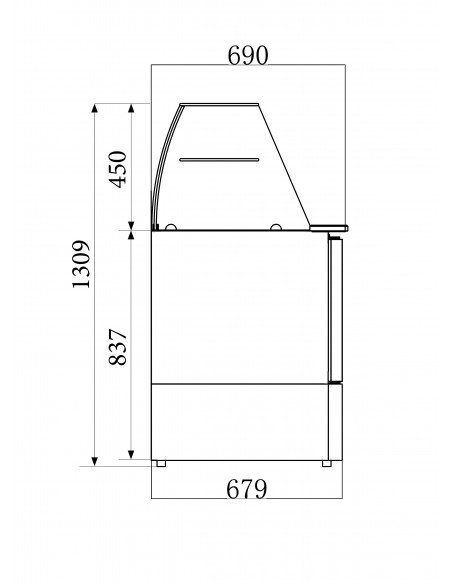 Saladette vitrée avec 2 porte GN 1/1 et couvercle, 6x GN 1/3+3x GN 1/6 h150 mm, +2°/+8°C