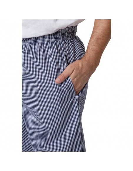 Pantalon de cuisine mixte Whites Vegas petits carreaux bleu et blanc L