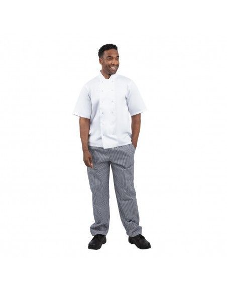 Pantalon de cuisine mixte Whites Vegas petits carreaux bleu et blanc L