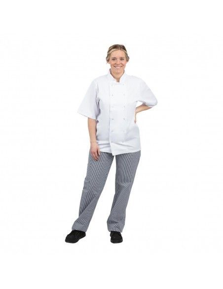 Pantalon de cuisine mixte Whites Vegas petits carreaux bleu et blanc L