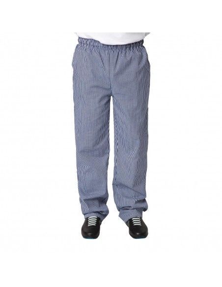 Pantalon de cuisine mixte Whites Vegas petits carreaux bleu et blanc L