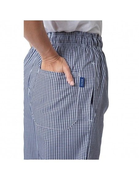 Pantalon de cuisine mixte Whites Vegas petits carreaux bleu et blanc S