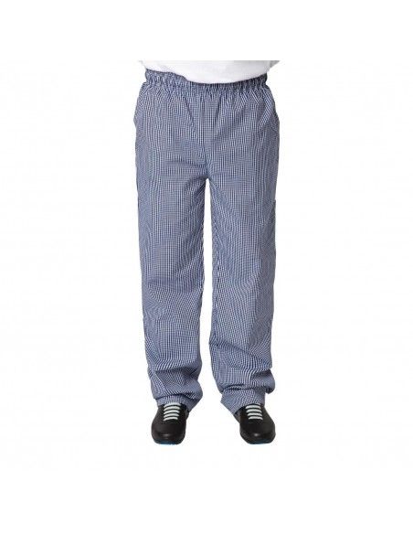 Pantalon de cuisine mixte Whites Vegas petits carreaux bleu et blanc S