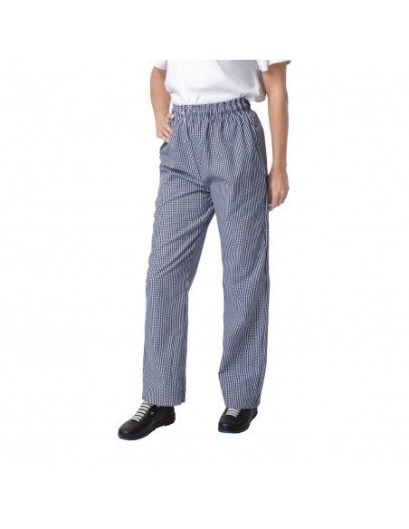 Pantalon de cuisine mixte Whites Vegas petits carreaux bleu et blanc XL