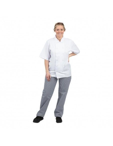 Pantalon de cuisine mixte Whites Vegas petits carreaux bleu et blanc XL
