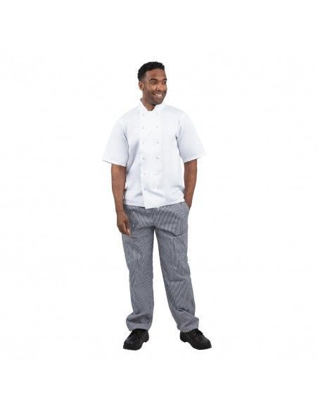 Pantalon de cuisine mixte Whites Vegas petits carreaux bleu et blanc XXL