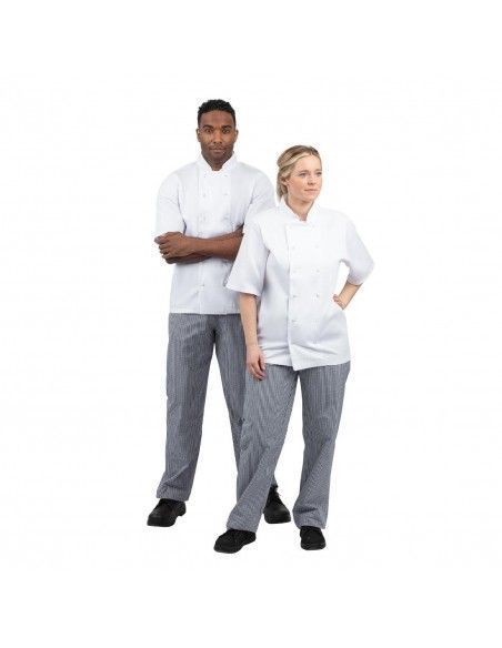 Pantalon de cuisine mixte Whites Vegas petits carreaux bleu et blanc XXL