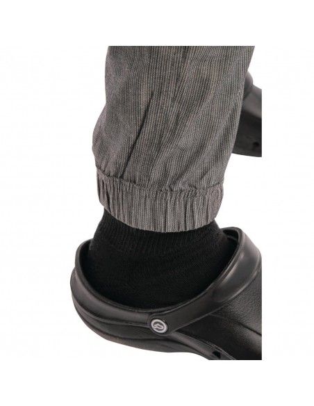 Pantalon de cuisine Works Urban Jogger 257 à fines rayures noires et blanches M