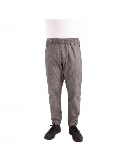 Pantalon de cuisine Works Urban Jogger 257 à fines rayures noires et blanches M
