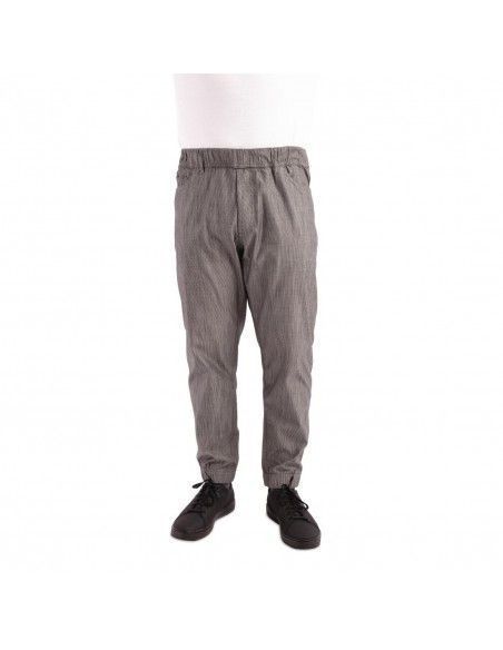 Pantalon de cuisine Works Urban Jogger 257 à fines rayures noires et blanches S