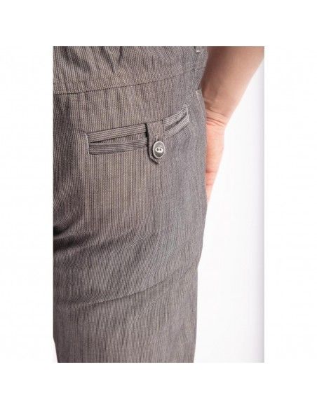 Pantalon de cuisine Works Urban Jogger 257 à fines rayures noires et blanches S