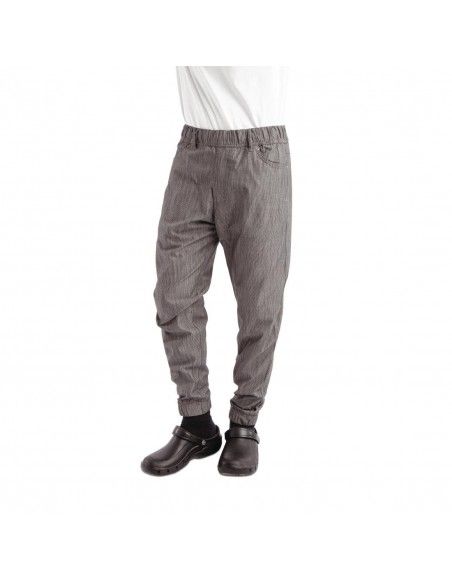 Pantalon de cuisine Works Urban Jogger 257 à fines rayures noires et blanches S