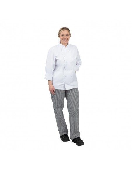 Pantalon de cuisinier mixte Whites Vegas petits carreaux noir et blanc M